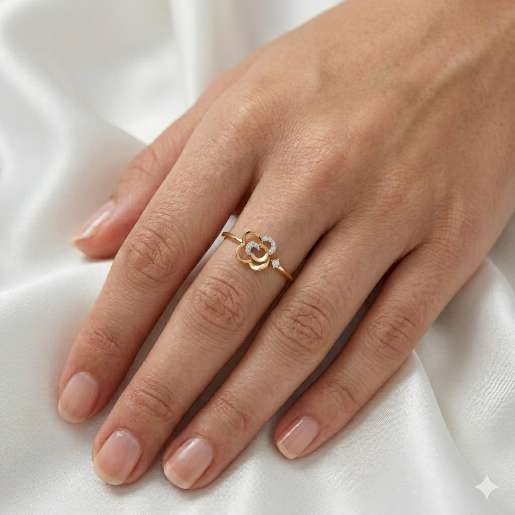 Open Floral Clover Diamond Ring