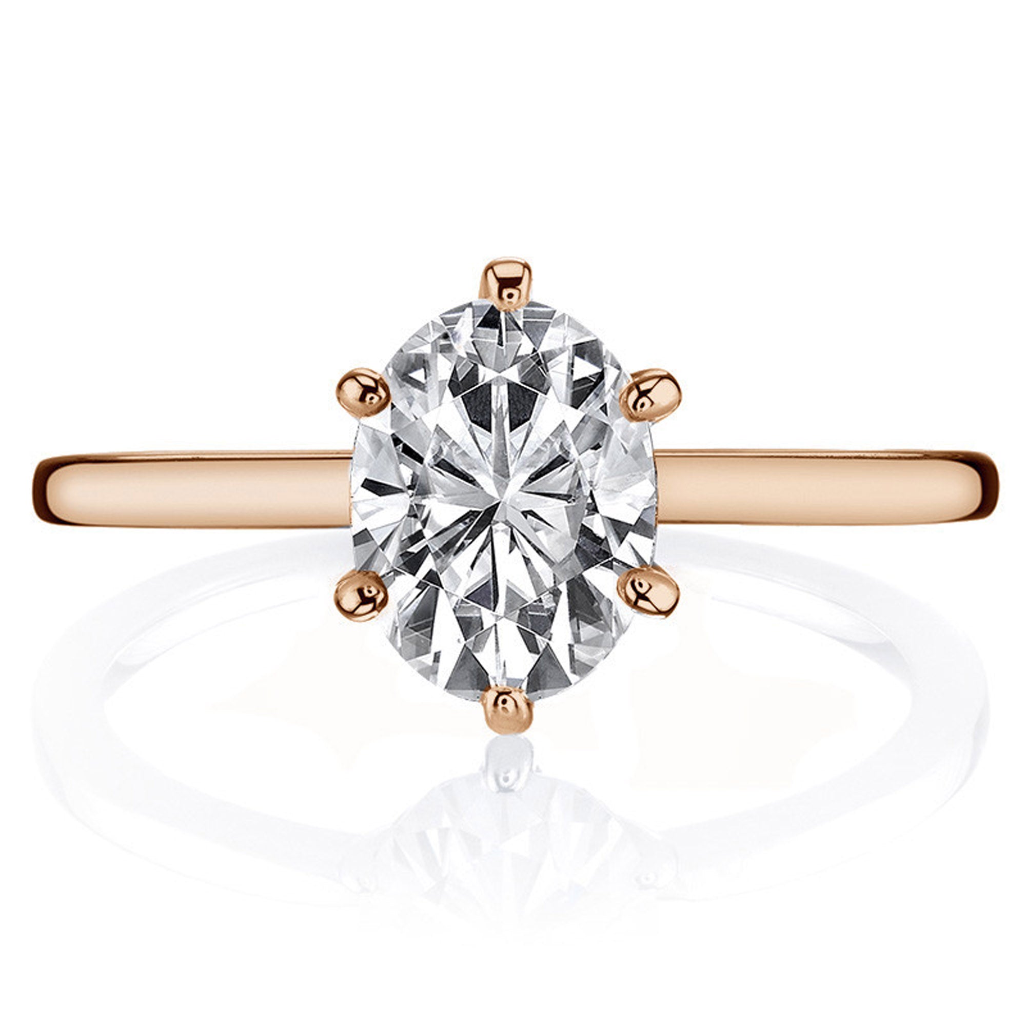 Adjustable Sterling Silver Minimalist Rose Gold Oval Cut Zircon Solitaire Ring For Women