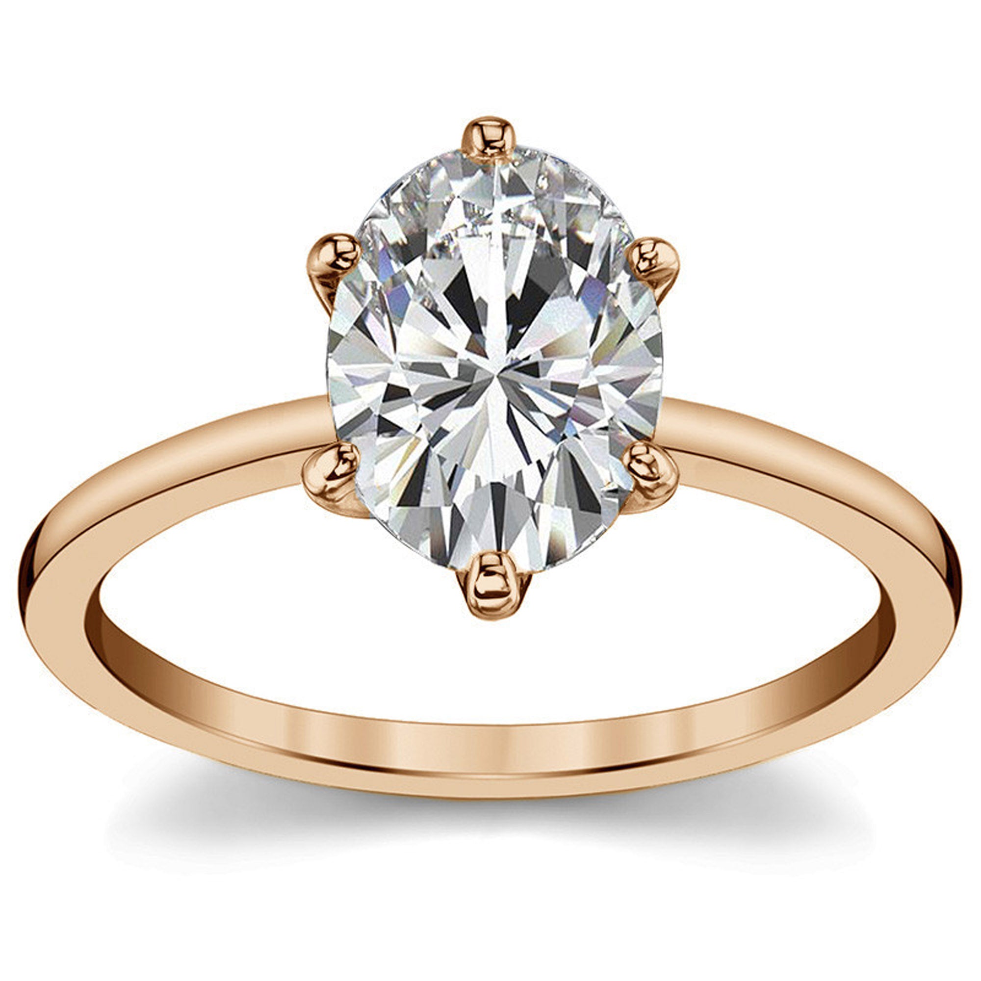 Adjustable Sterling Silver Minimalist Rose Gold Oval Cut Zircon Solitaire Ring For Women