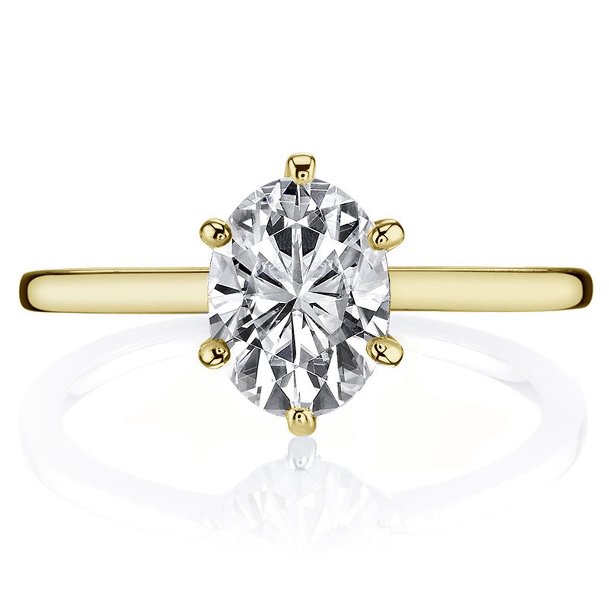 Adjustable Sterling Silver Minimalist Yellow Gold Oval Cut Zircon Solitaire Ring For Women