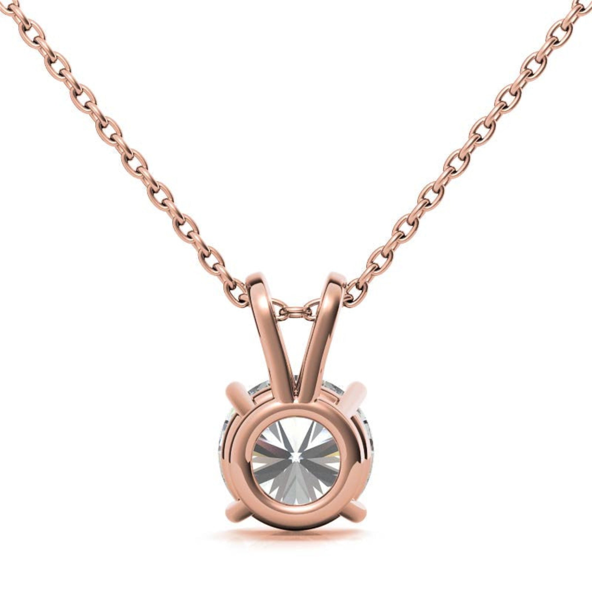 Adjustable Sterling Silver Delicate Rose Gold Round Diamond Solitaire Pendant For Women