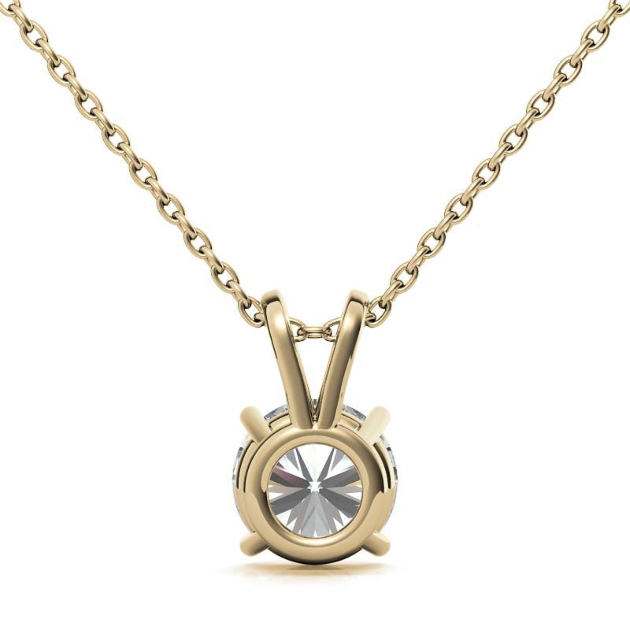 Adjustable Sterling Silver Delicate Yellow Gold Round Diamond Solitaire Pendant For Women