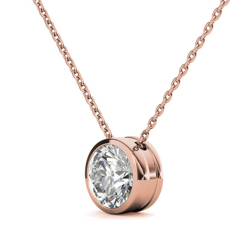 Rose Gold Plated Round Solitaire Pendant