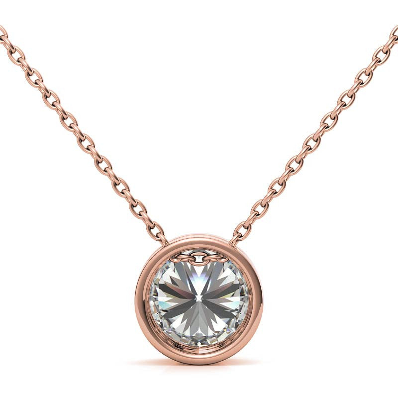 Rose Gold Plated Round Solitaire Pendant