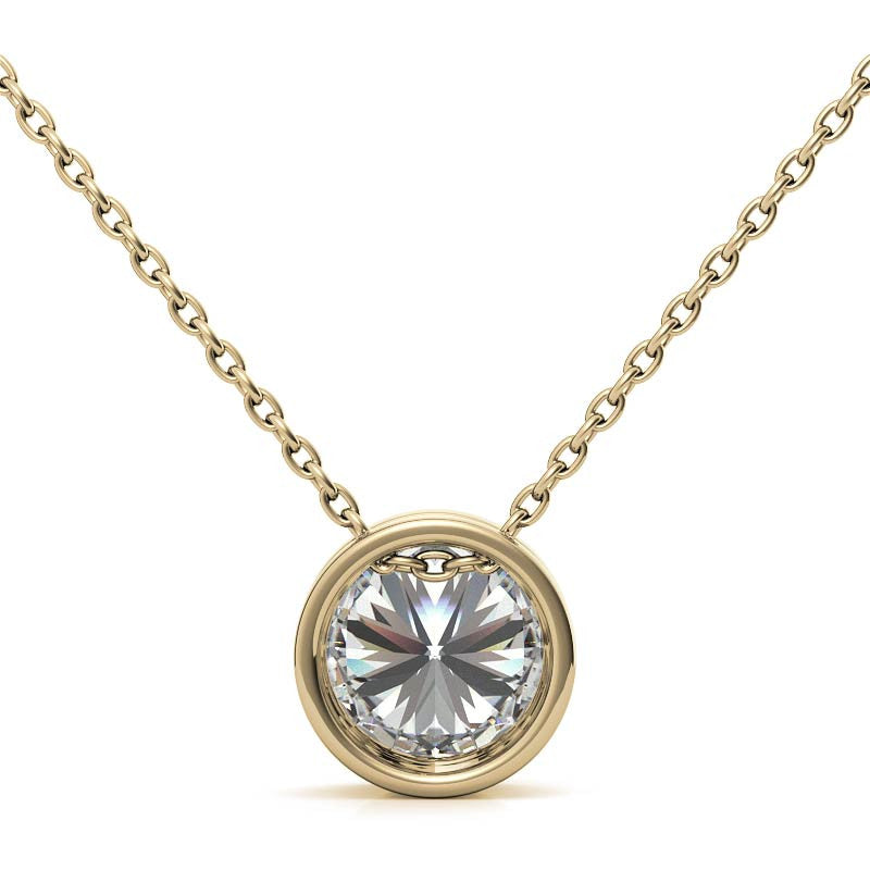 Yellow Gold Plated Round Solitaire Pendant