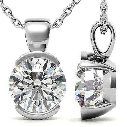 Round Cut Half Bezel Pendant
