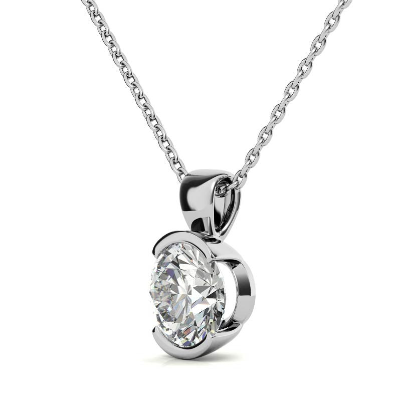 Round Cut Half Bezel Pendant