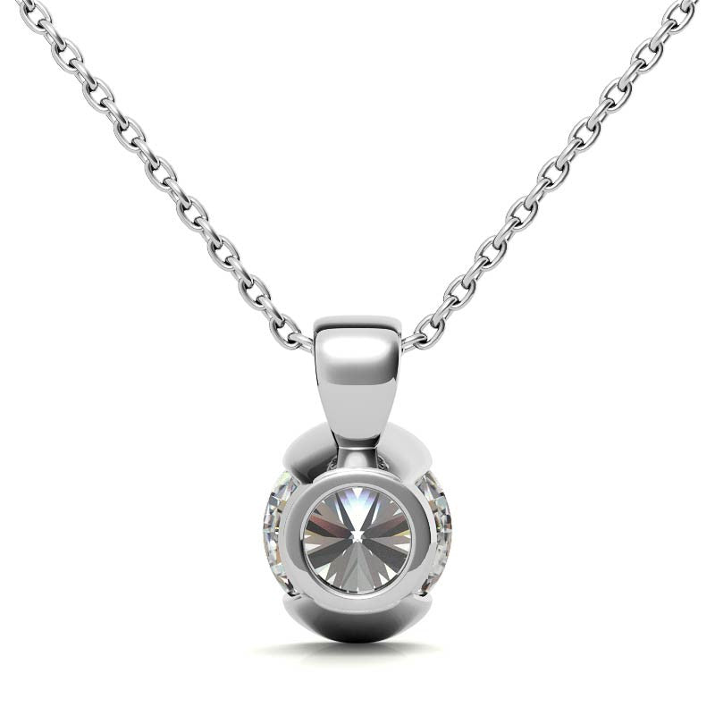 Round Cut Half Bezel Pendant