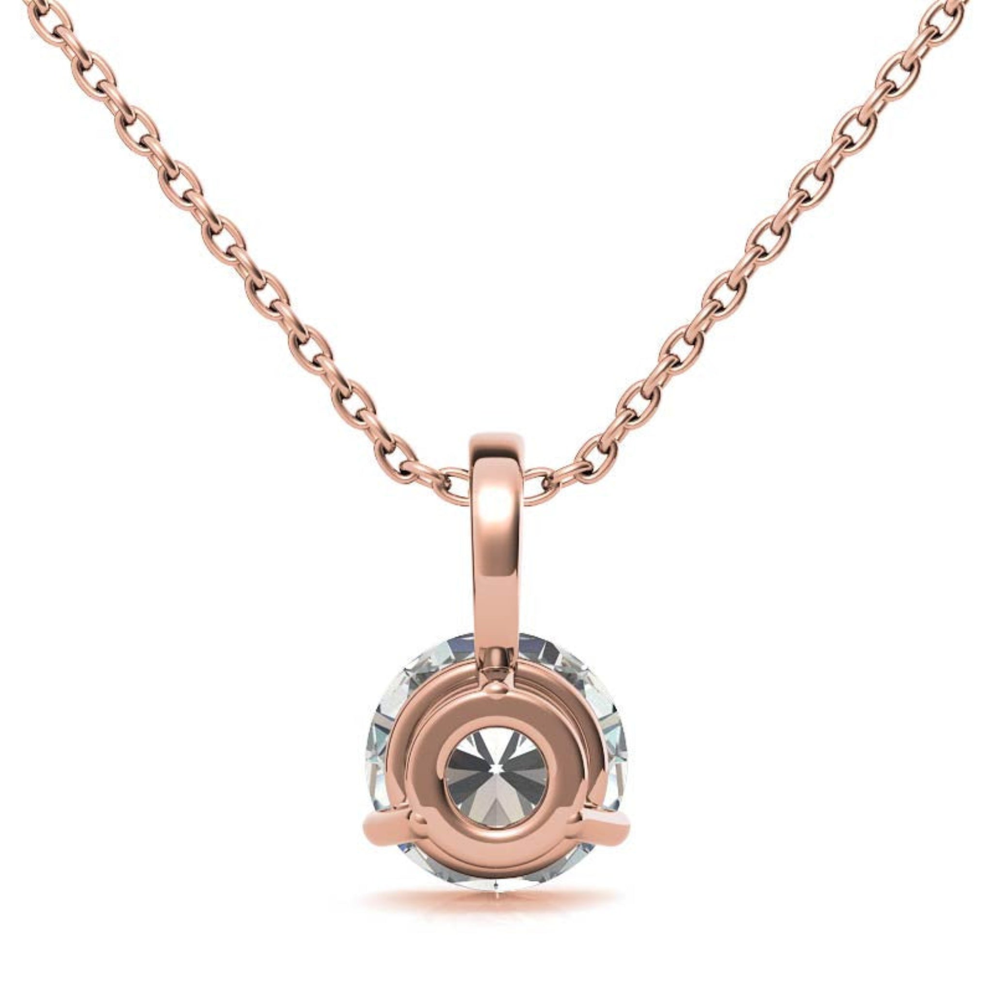Adjustable Elegant Sterling Silver Rose Gold Round Solitaire Pendant For Women