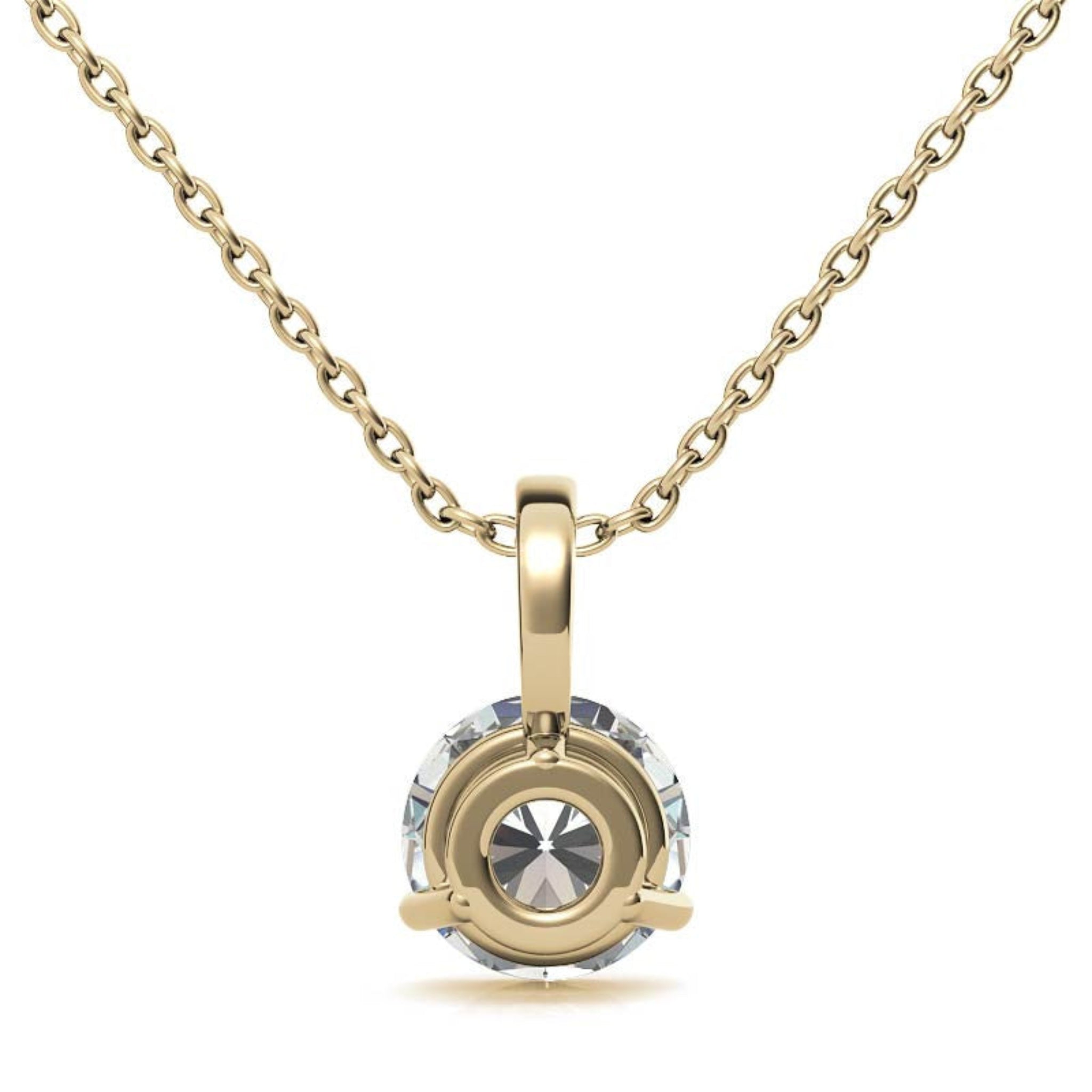 Adjustable Elegant Sterling Silver Yellow Gold Round Solitaire Pendant For Women