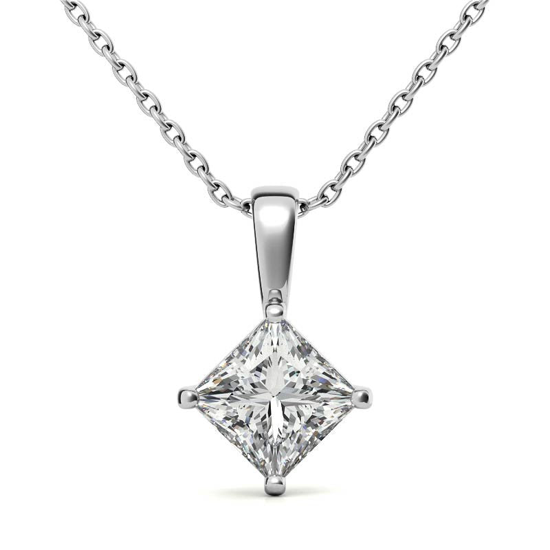 Princess Cut Sterling Silver Pendant