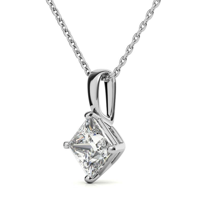Princess Cut Sterling Silver Pendant