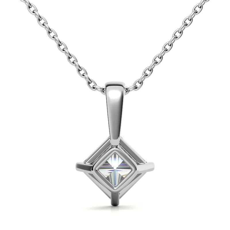 Princess Cut Sterling Silver Pendant