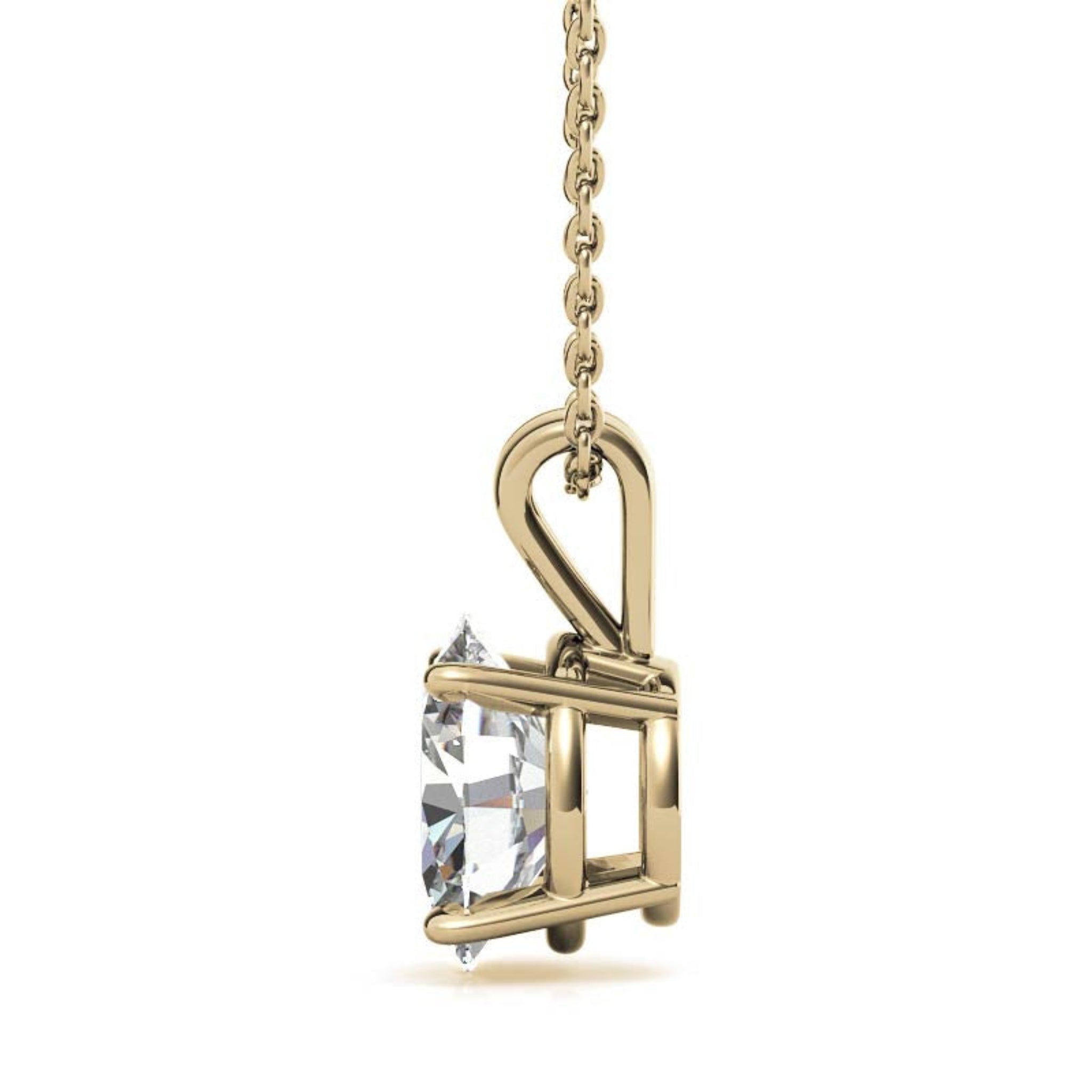 Sterling Silver Elegant Adjustable Oval Solitaire Yellow Gold Pendant For Women