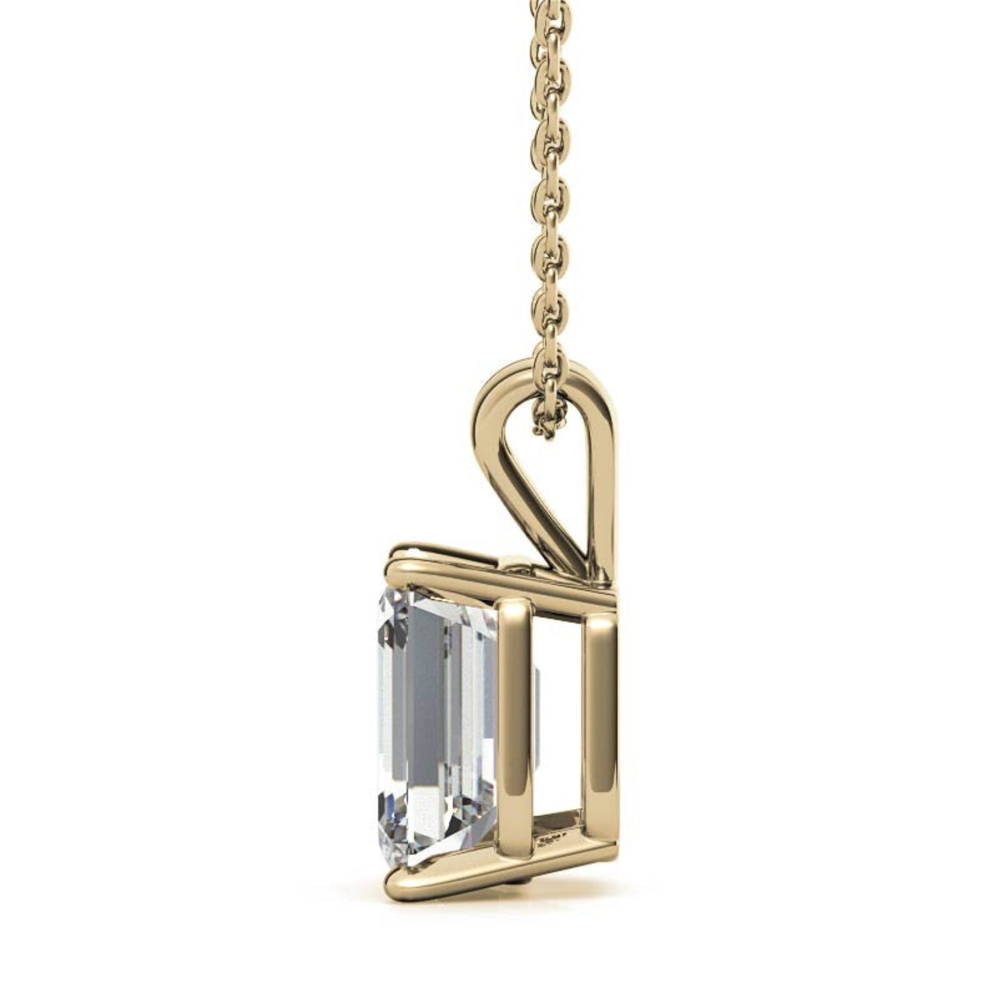 Sterling Silver Unique Adjustable Emerald Cut Solitaire Yellow Gold Pendant For Women