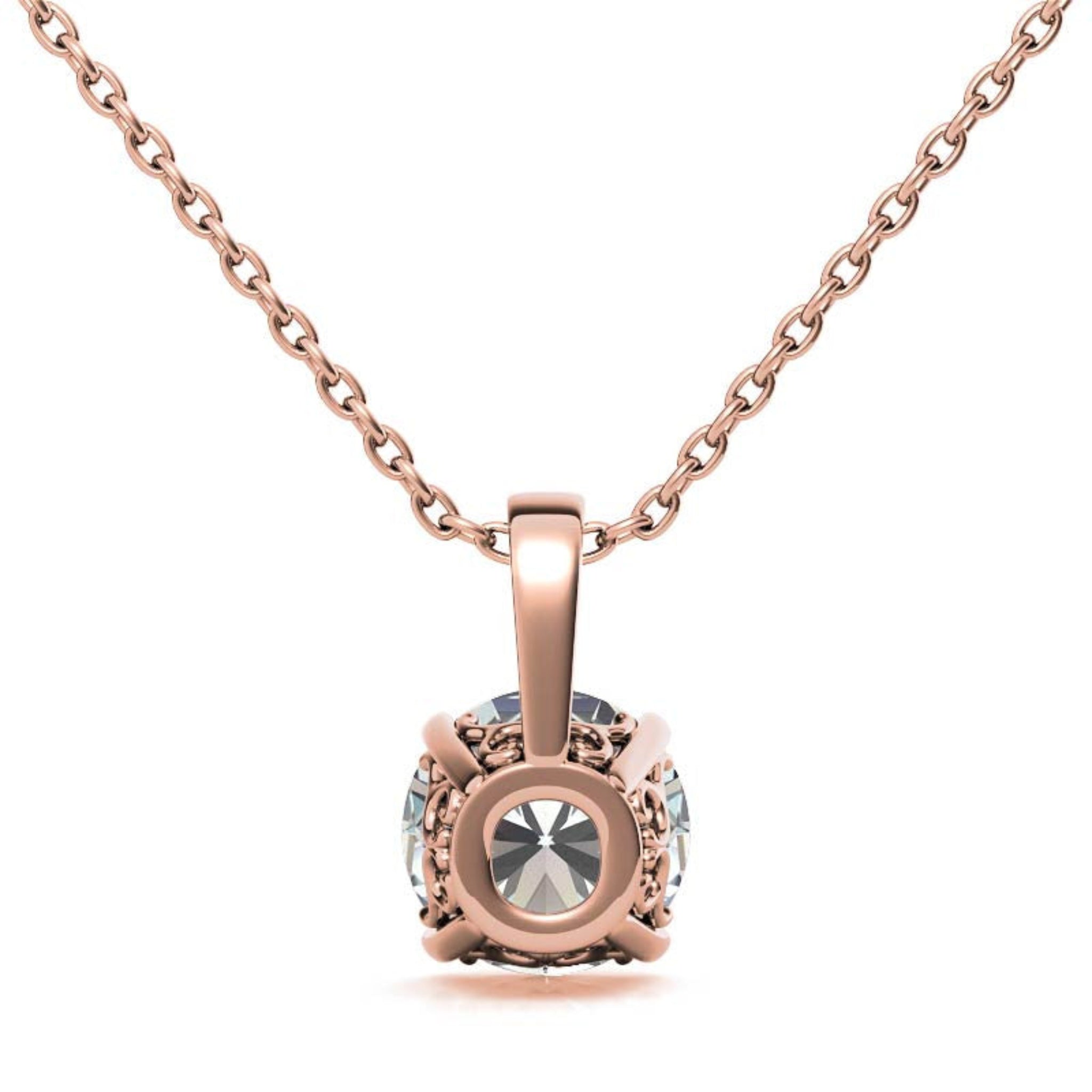 Adjustable Sterling Silver Graceful Rose Gold Round Solitaire Pendant For Women
