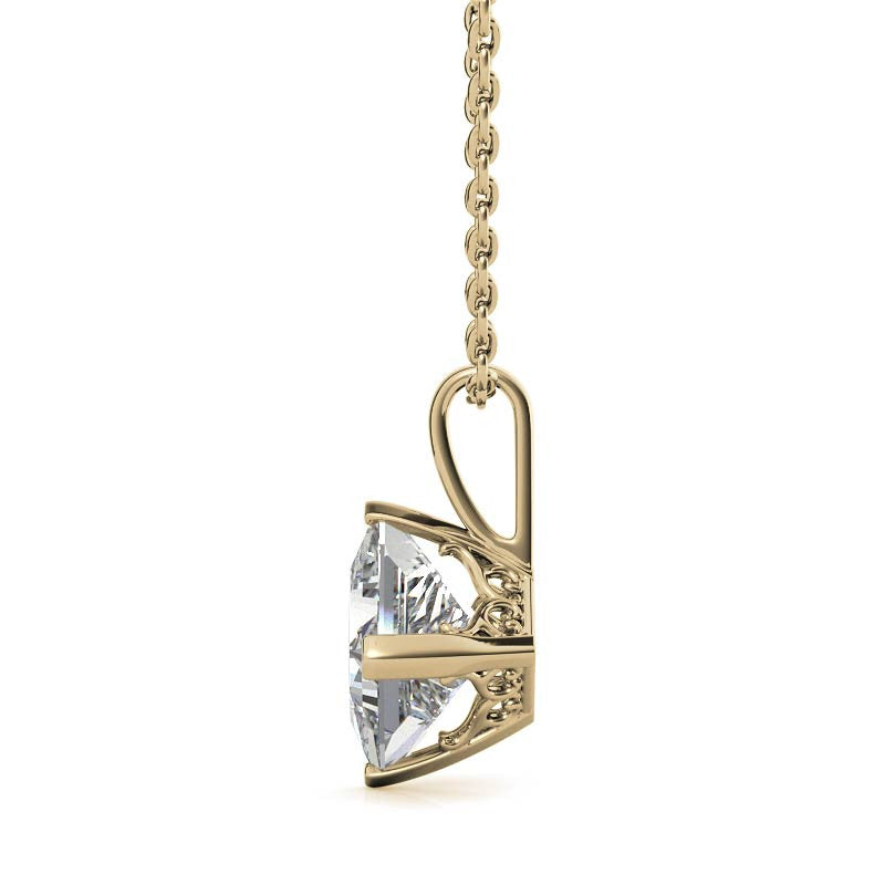 Dainty Sterling Silver Princess Cut Pendant