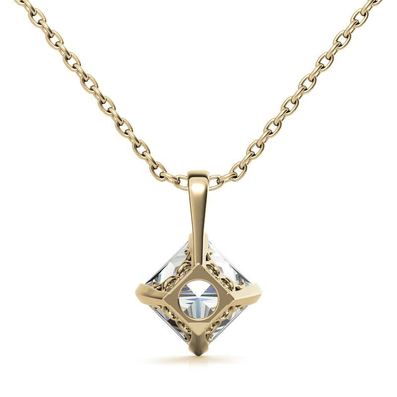 Dainty Sterling Silver Princess Cut Pendant