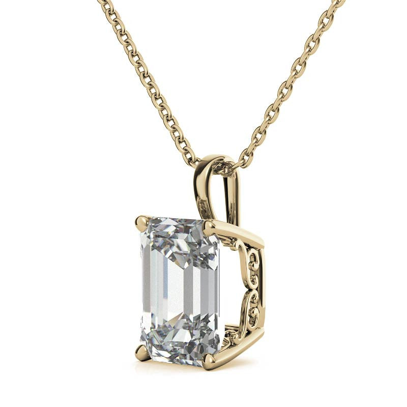 Emerald Cut Solitaire Pendant For Women