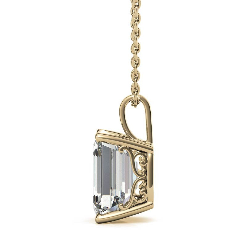 Emerald Cut Solitaire Pendant For Women