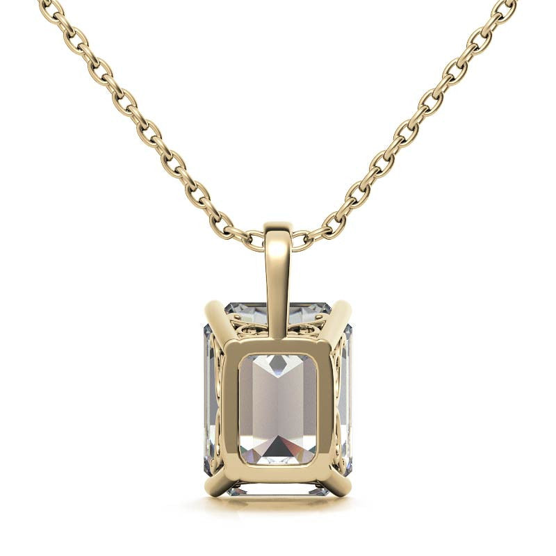 Emerald Cut Solitaire Pendant For Women