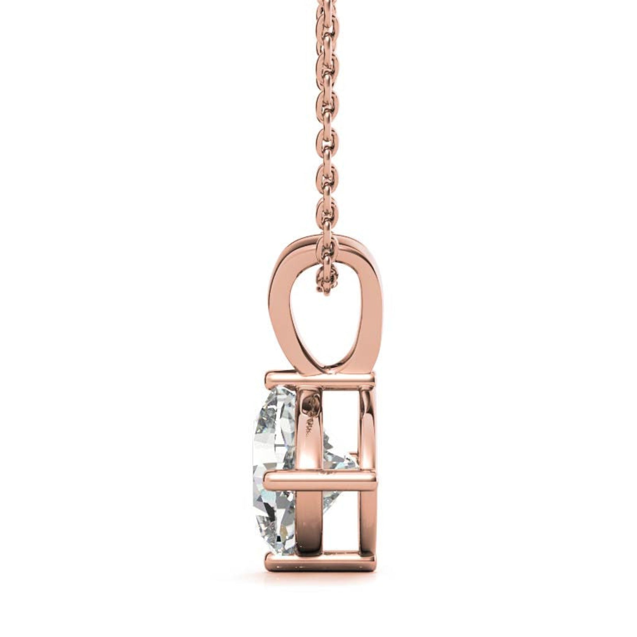 925 Sterling Silver Elegant Adjustable Cushion Cut Rose Gold Solitaire Pendant For Women