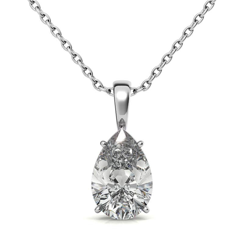 White Gold Plated Pear Cut Pendant
