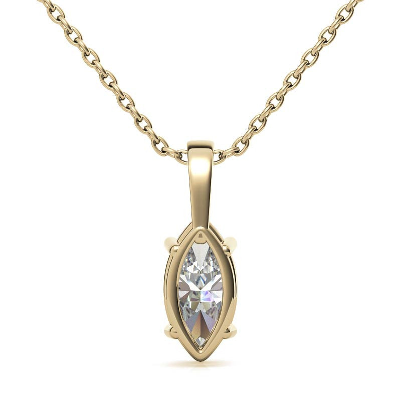 Luxury Yellow Gold Marquise Cut Pendant