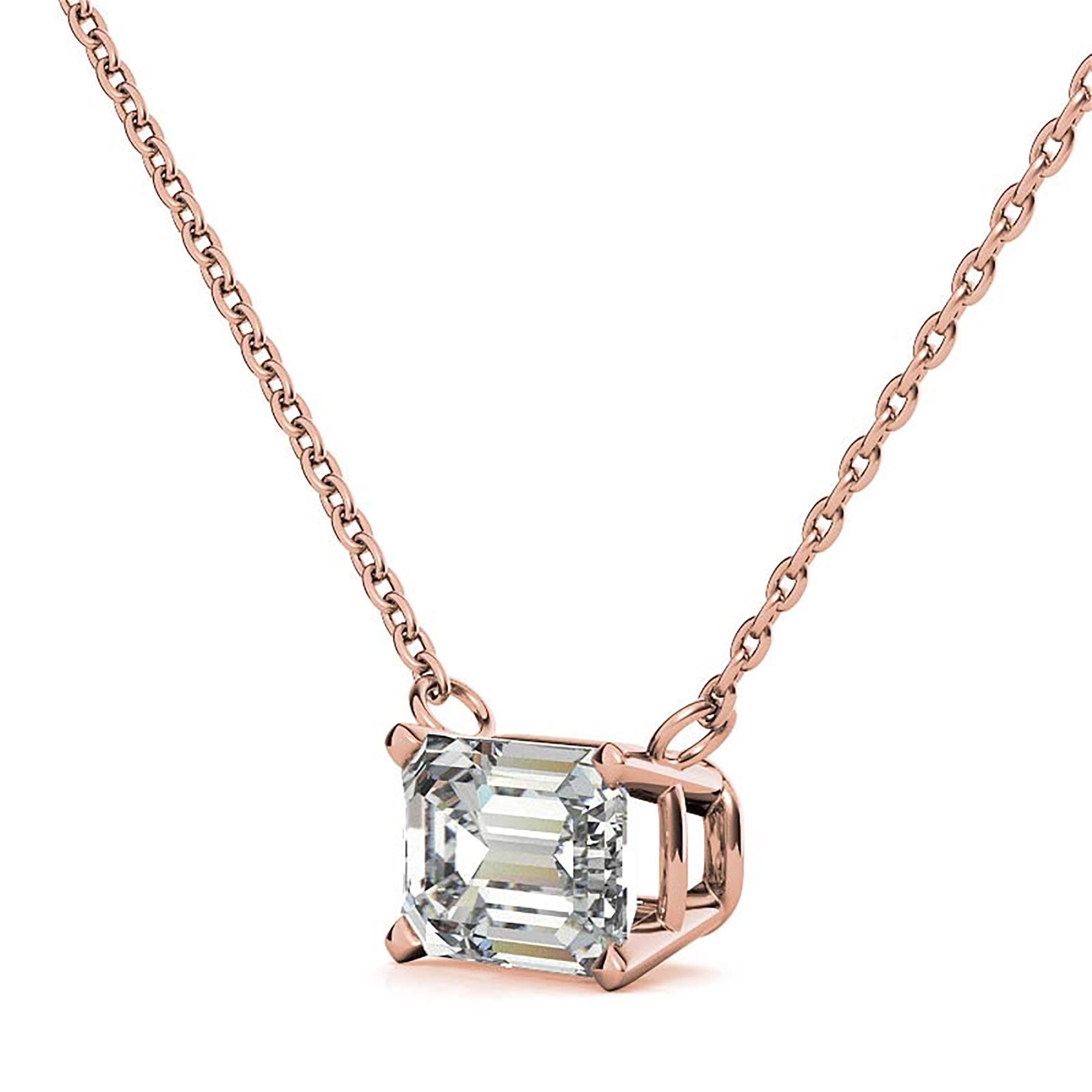 Rose Gold Emerald Cut Pendant