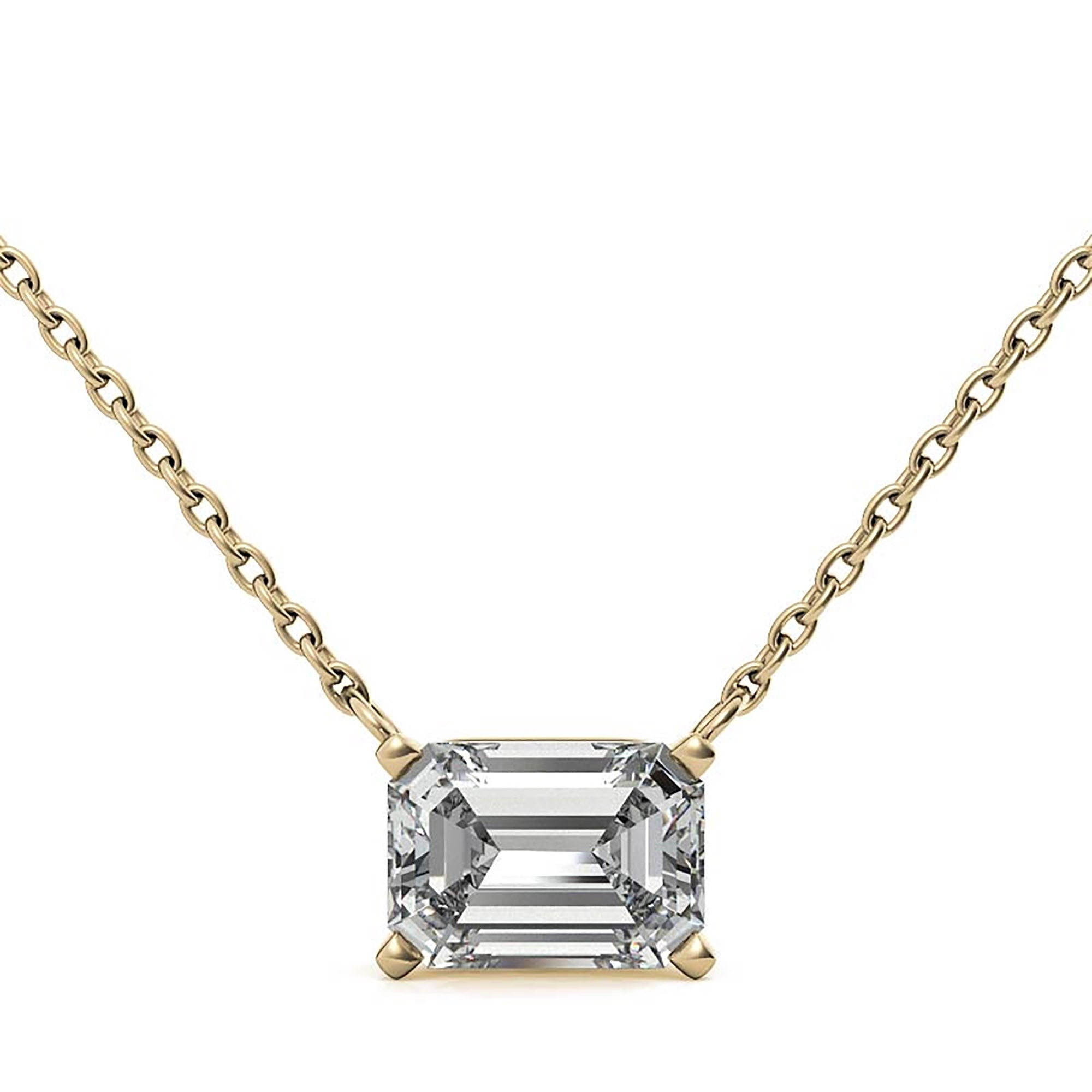 Solitaire Emerald Cut Pendant for Women