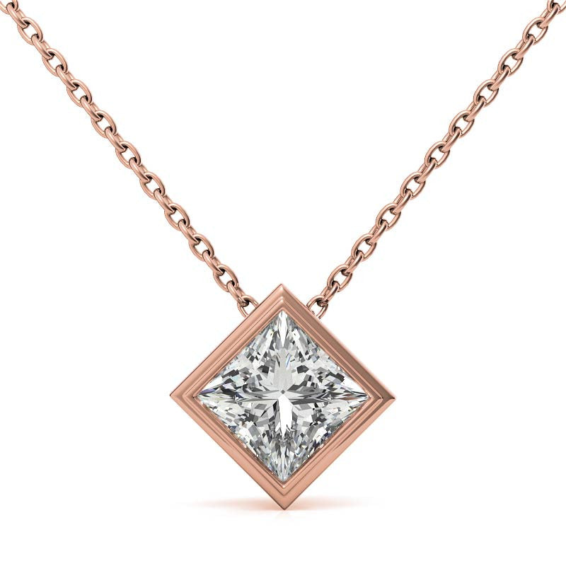 Princess Cut Solitaire Pendant for Women