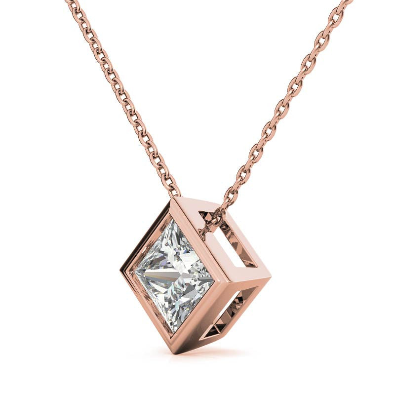 Princess Cut Solitaire Pendant for Women