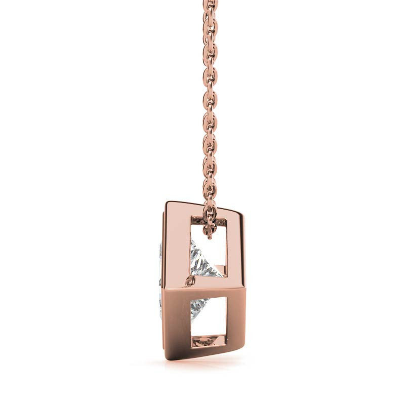 Princess Cut Solitaire Pendant for Women