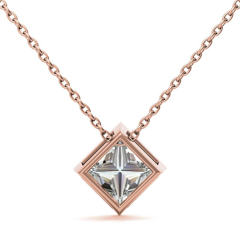 Princess Cut Solitaire Pendant for Women