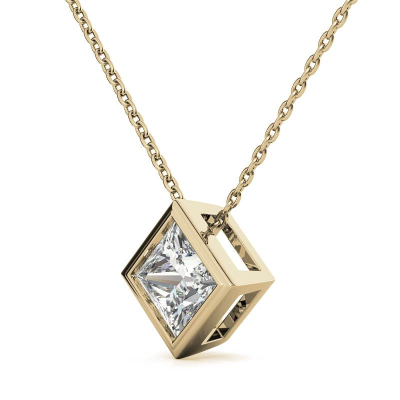 Princess Cut Solitaire Pendant for Women