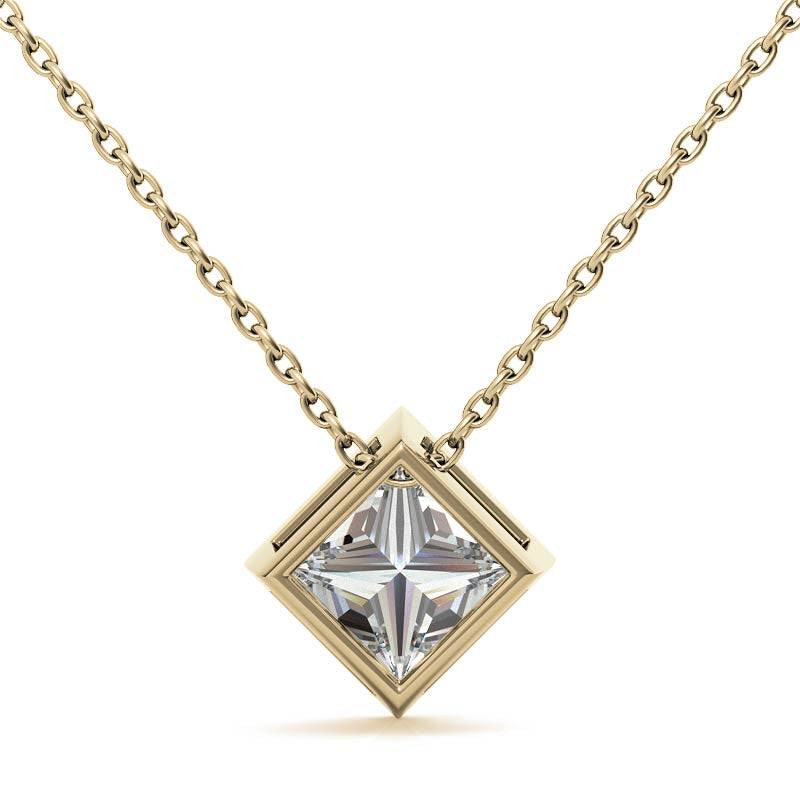 Princess Cut Solitaire Pendant for Women