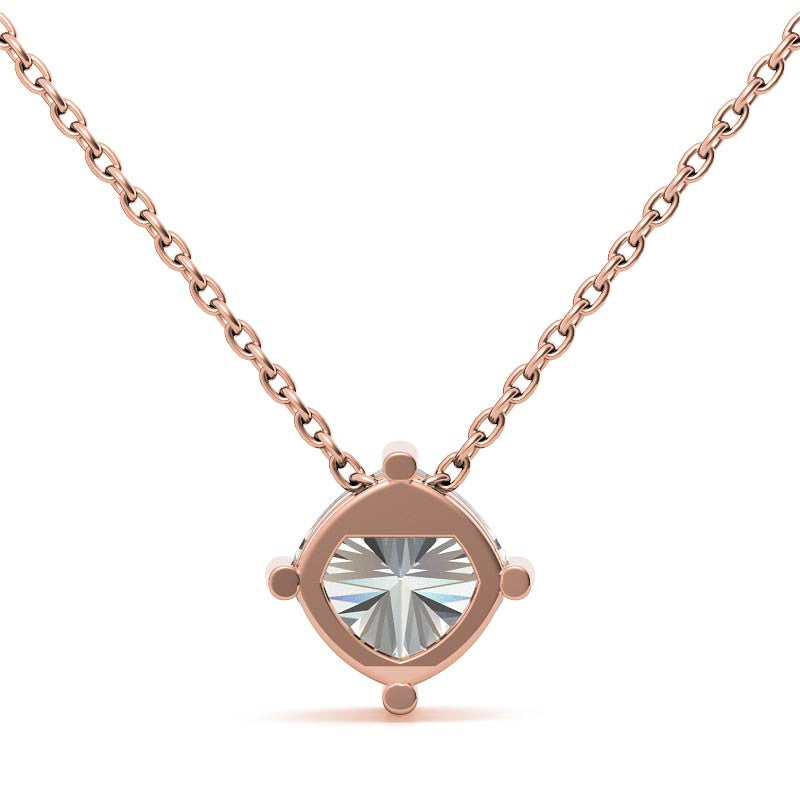 Cushion Cut Rose Gold Plated Solitaire Pendant