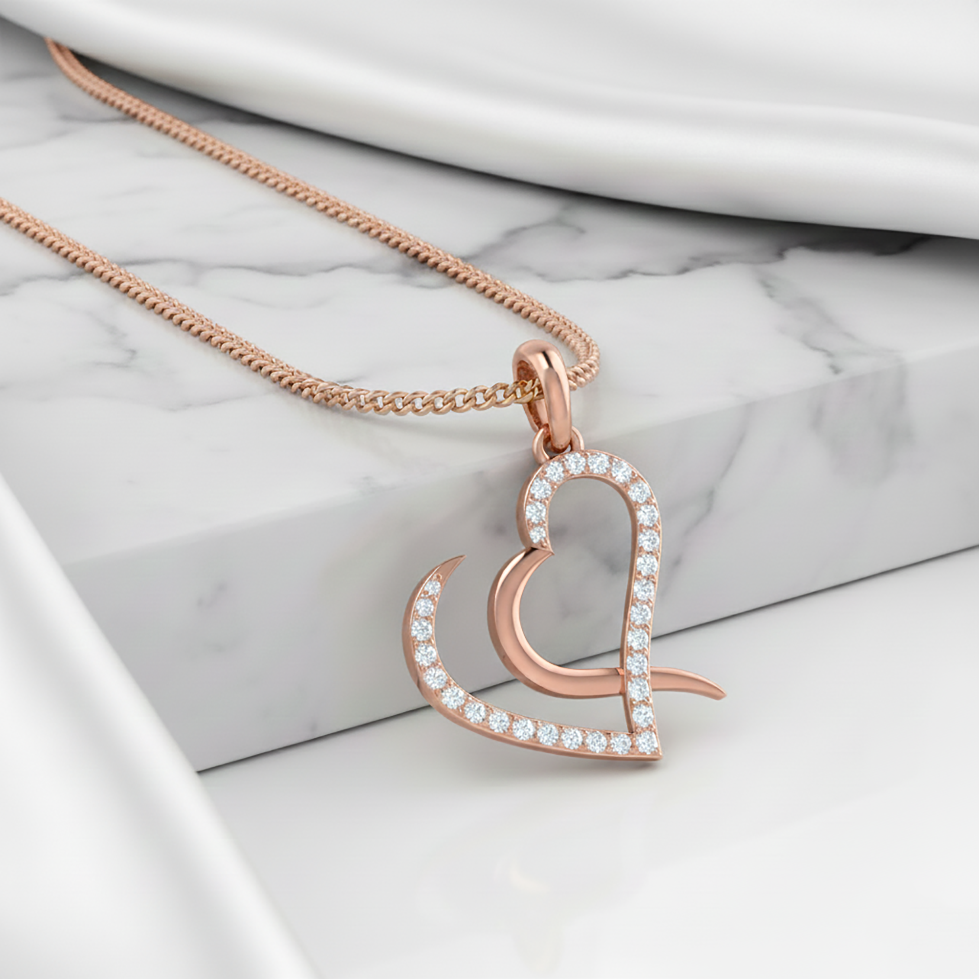 Open Heart Rose Gold Pendant