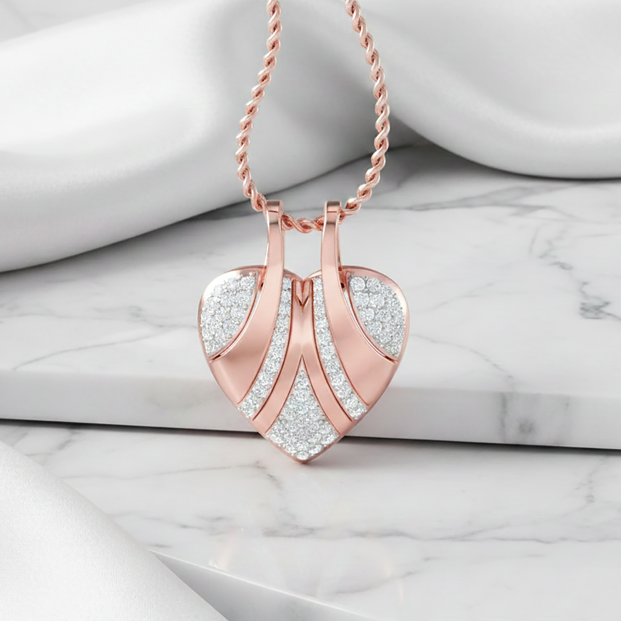 Rose Gold Diamond Heart Pendant