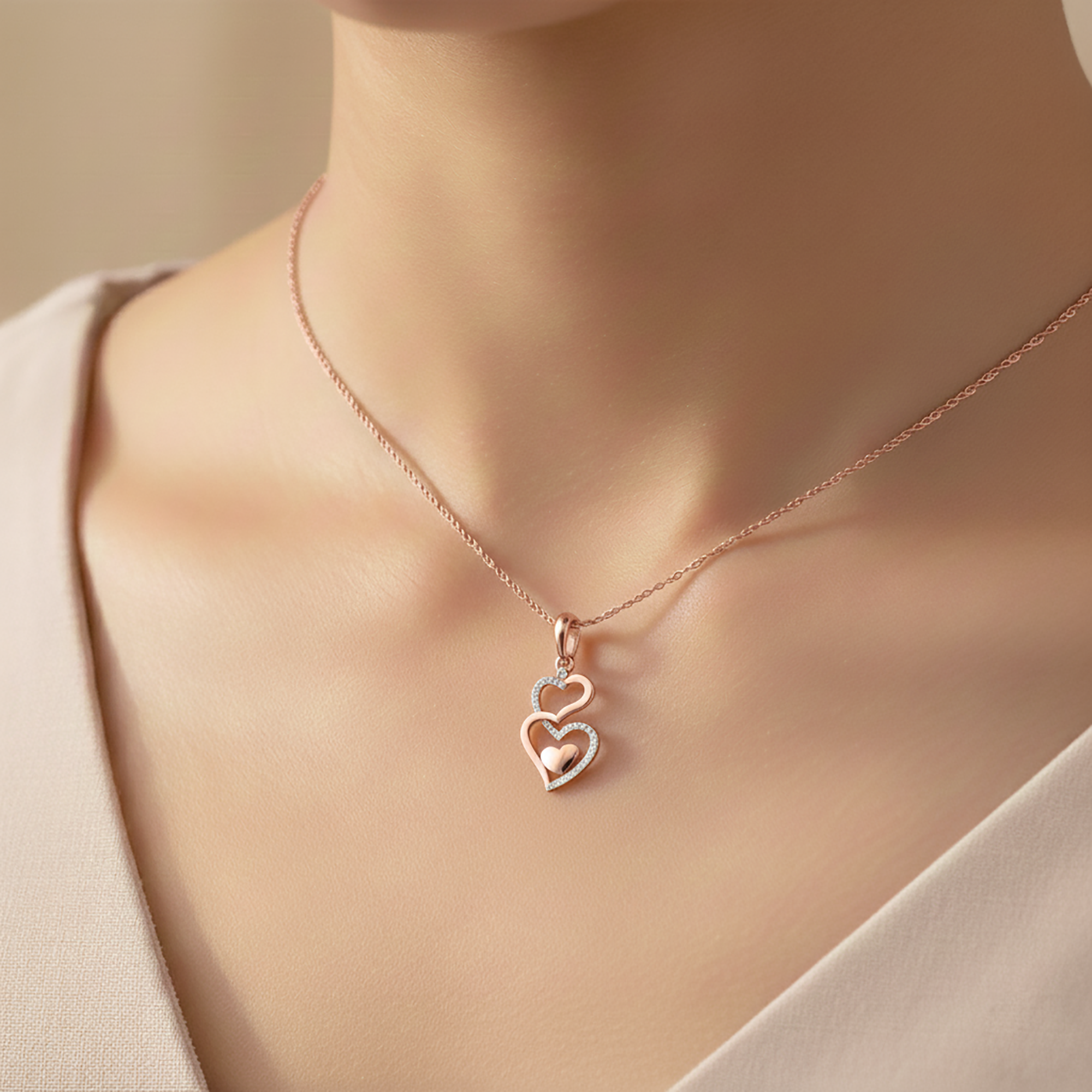 Shimmering Triple Heart Pendant