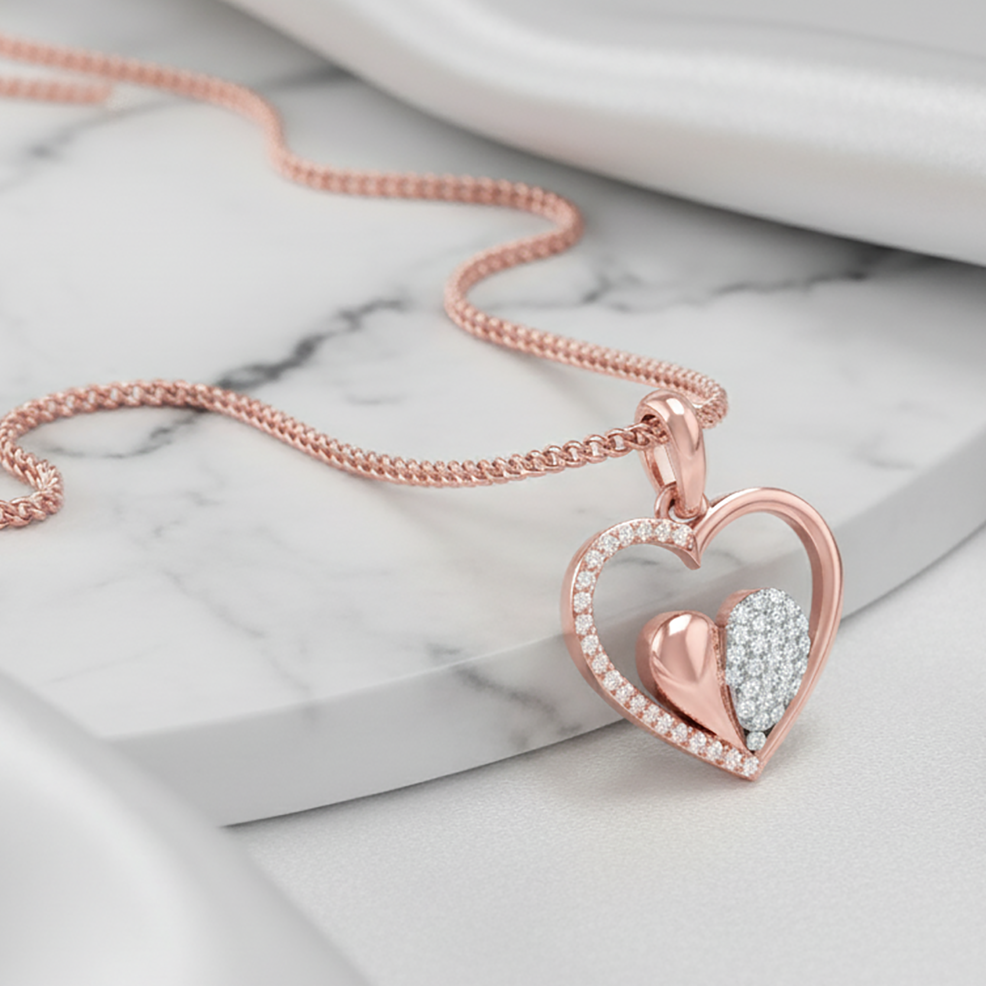 Double Heart Rose Gold Pendant