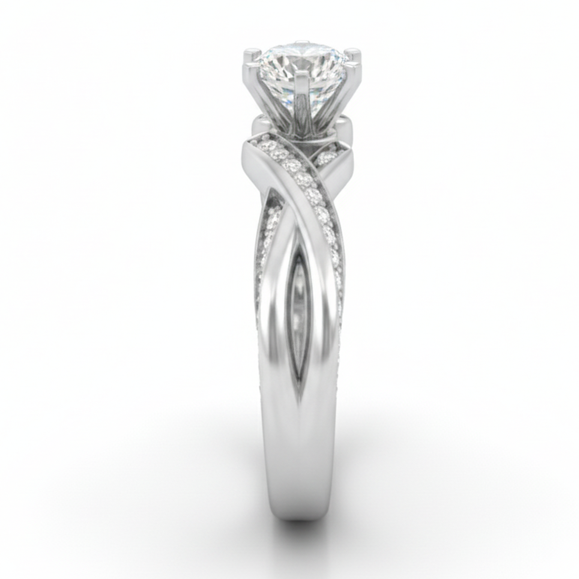 Crisscross Diamond Engagement Ring