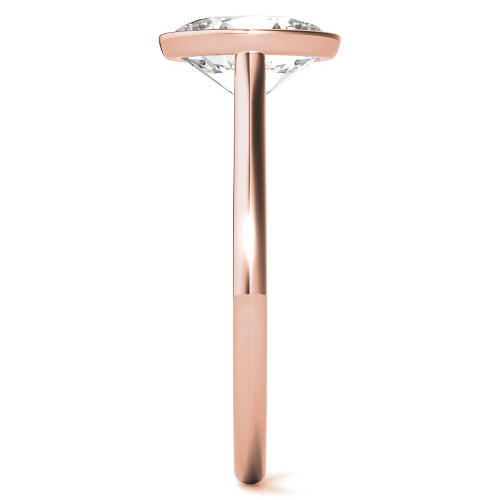 Adjustable Minimalist Sterling Silver Rose Gold Oval Cut Zircon Bezel Set Eangagement  Ring For Women