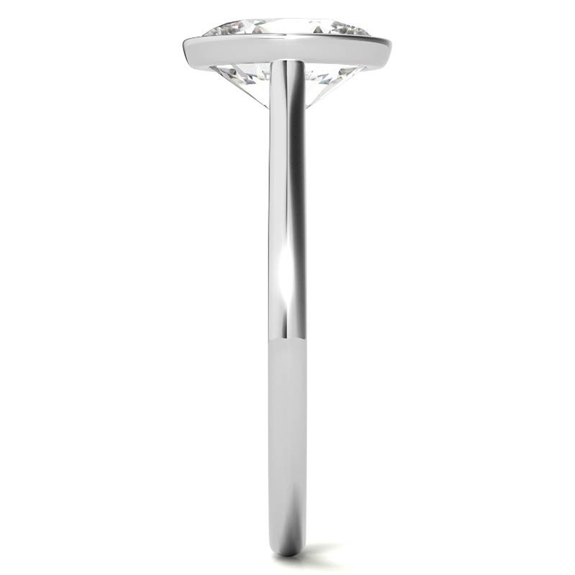 Adjustable Minimalist Sterling Silver White Gold Oval Cut Zircon Bezel Set Eangagement  Ring For Women