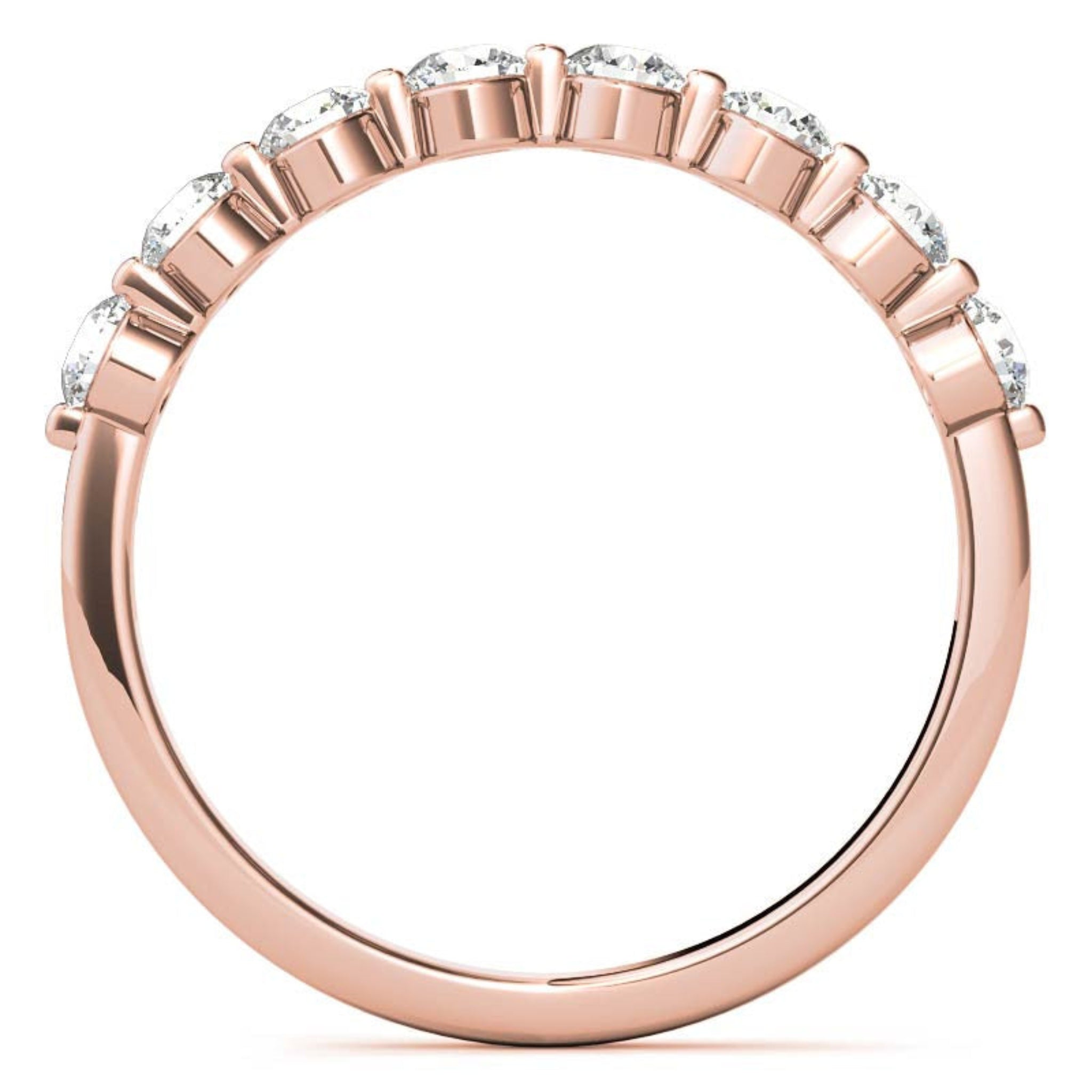 Rose Gold Silver Half-Eternity Adjustable Seven Round-Cut Ring For Woman