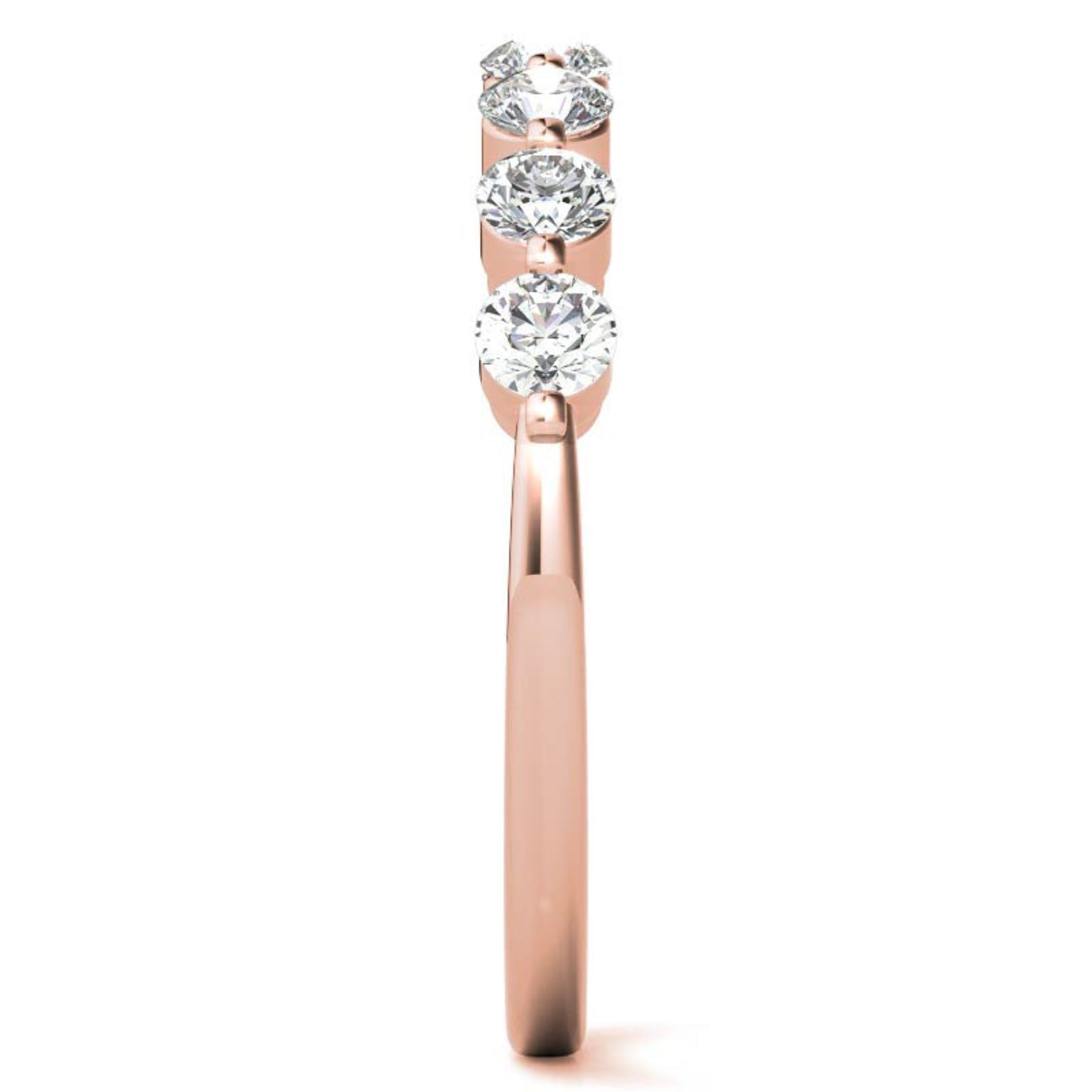 Rose Gold Silver Half-Eternity Adjustable Seven Round-Cut Ring For Woman