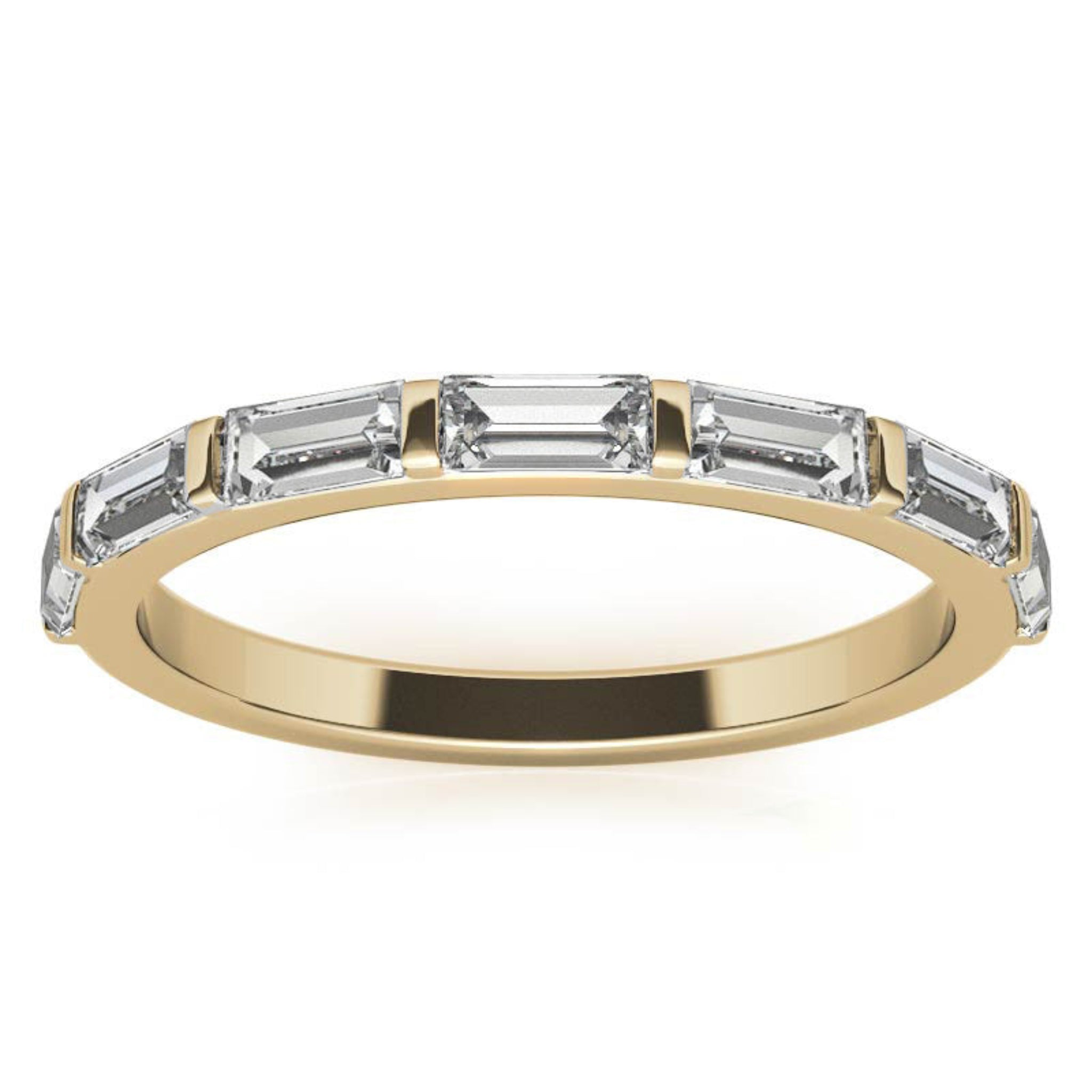 Baguette-Cut Diamond Yellow Gold Adjustable Sterling Silver Luxury Eternity Ring For Women