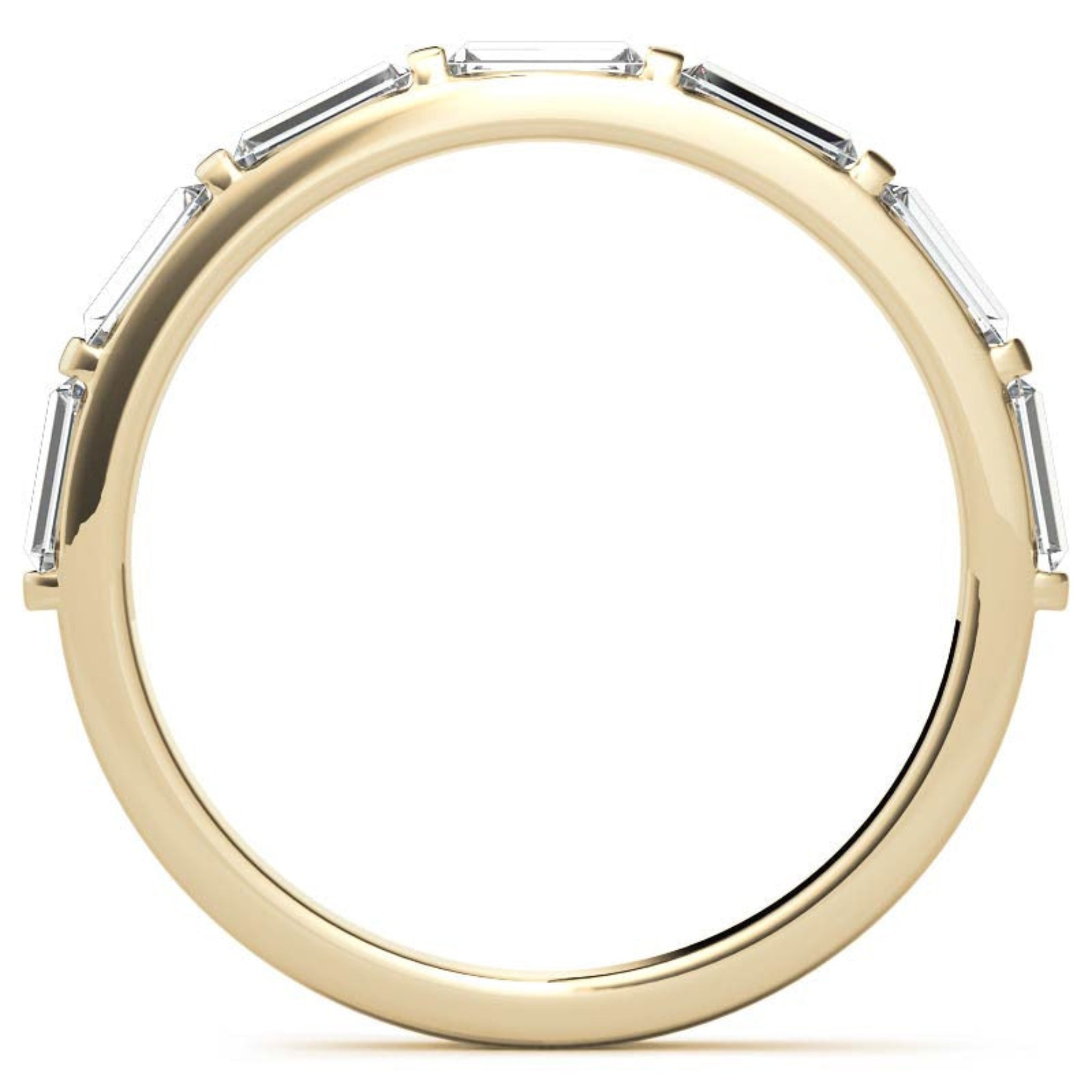 Baguette-Cut Diamond Yellow Gold Adjustable Sterling Silver Luxury Eternity Ring For Women