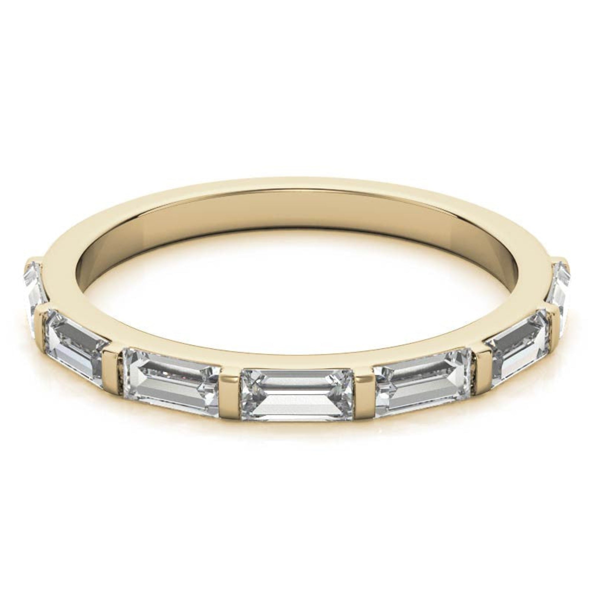 Baguette-Cut Diamond Yellow Gold Adjustable Sterling Silver Luxury Eternity Ring For Women