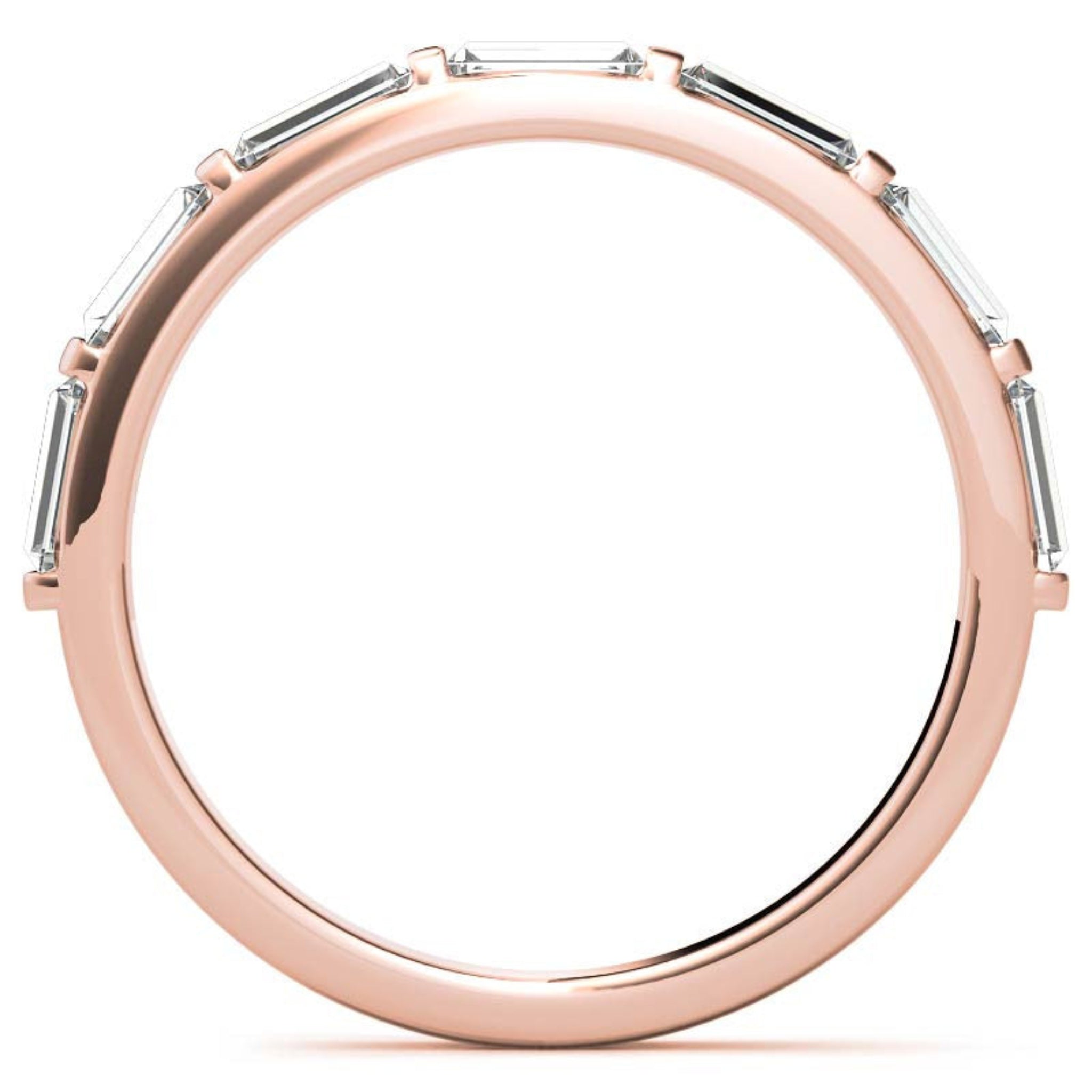 Baguette-Cut Diamond Rose Gold Adjustable Sterling Silver Luxury Eternity Ring For Women